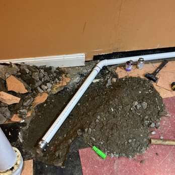 Drain line repair in concrete slab